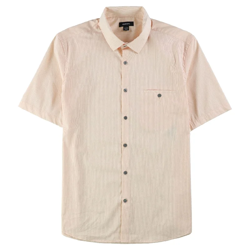 Men's Sustainable Recycled Material Casual Shirts for Eco - Conscious ConsumersAlfani Mens Stripe Button Up Shirt