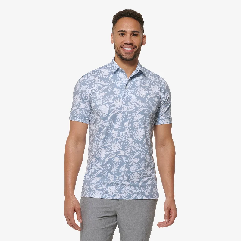 Men's Retro - Style Hawaiian Print Casual Shirts in Bold Patterns for a Tropical VacationAshley Blue Palm Print