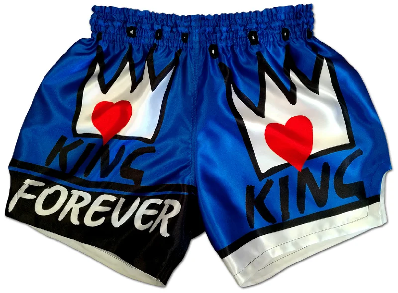 Men's pastel - colored cotton shorts for a spring - friendly outfitBoxing Trunks ♔ KING Forever (Royal Blue Edition)