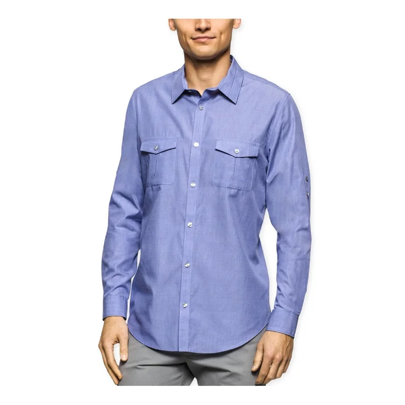 Men's Button - Down Oxford Casual Shirts in Crisp White for a Classic and Versatile StyleCalvin Klein Mens Rolling Button Up Shirt, Purple, Small