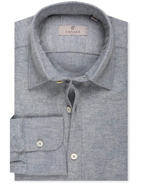 Plus Size Men's Striped Chambray Casual Shirts with a Spread Collar for a Preppy AppearanceBlue Brushed Cotton Casual Shirt