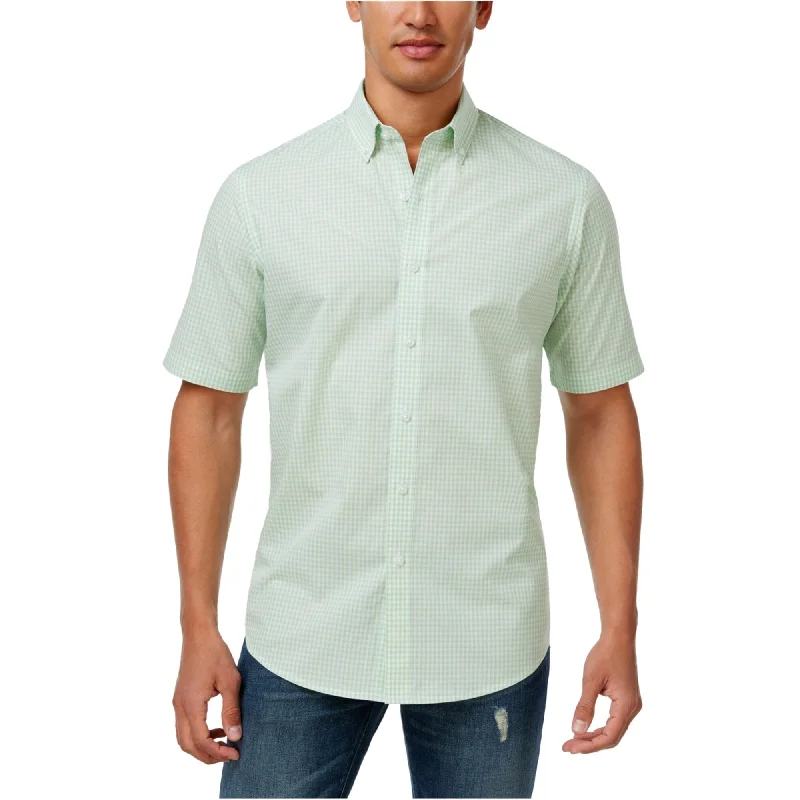 Men's Short - Sleeve Linen Casual Shirts in Light Khaki for a Breathable Summer OptionClub Room Mens Skylark Button Up Shirt