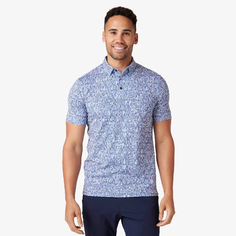 Men's Slim - Fit Printed Floral Casual Shirts in Pastel Colors for a Spring - Inspired VibeCoastal Fjord Marker Grid