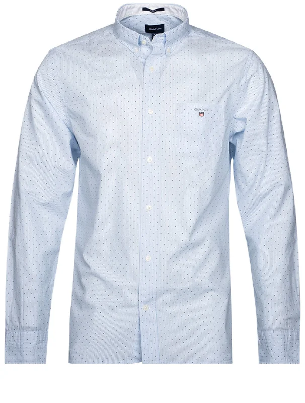 Men's Embroidered Detail Casual Shirts in Beige for a Touch of EleganceRegular Banker Dot Buttondown Capri Blue