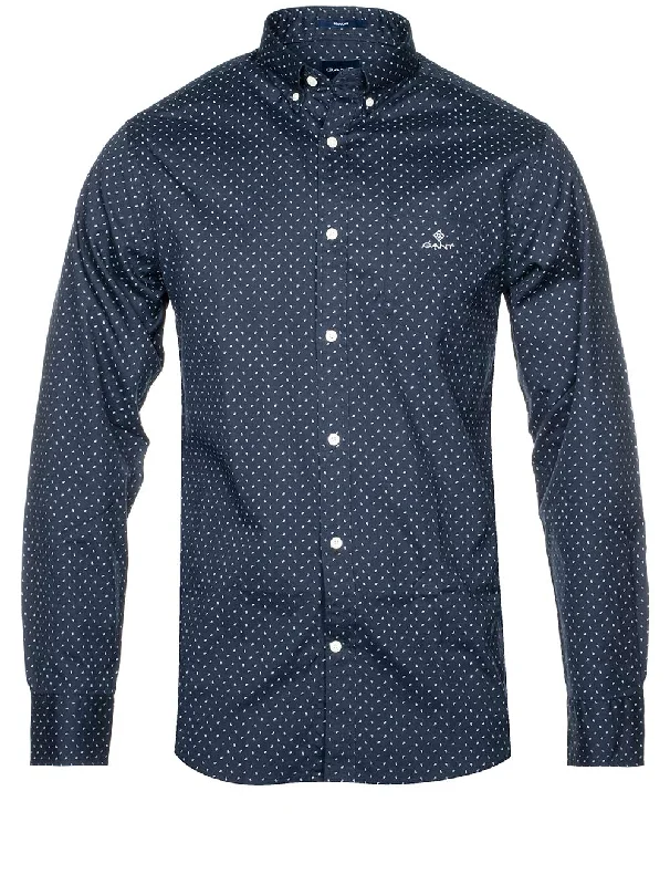 Men's Organic Cotton Casual Shirts with a Soft Handfeel for Everyday ComfortRegular Fit Micro Paisley Oxford Shirt Evening Blue