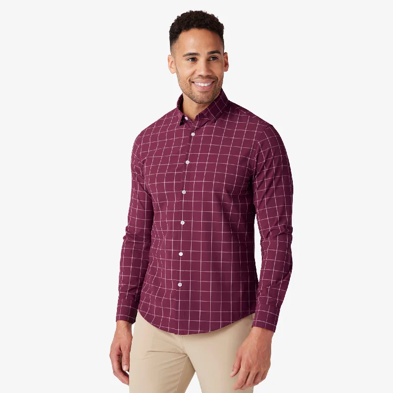 Plus Size Men's Plaid Flannel Casual Shirts in Earth Tones for a Cozy Fall OutfitGarnet Washington Plaid