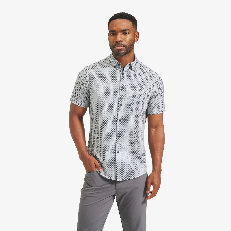 Men's Organic Cotton Casual Shirts with a Soft Handfeel for Everyday ComfortGray Square Geo Print