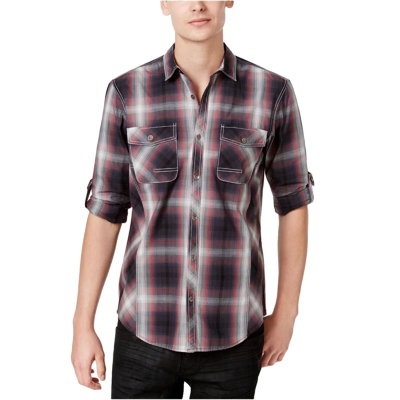 Men's Organic Cotton Casual Shirts with a Soft Handfeel for Everyday ComfortI-N-C Mens Thymine Plaid Button Up Shirt, Purple, Small