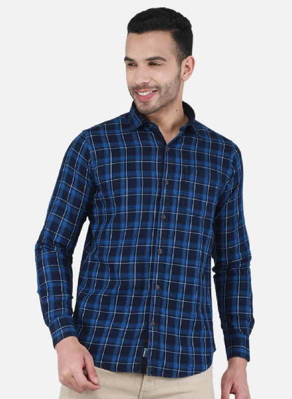 Men's Button - Down Oxford Casual Shirts in Crisp White for a Classic and Versatile StyleMen Blue Check Shirt