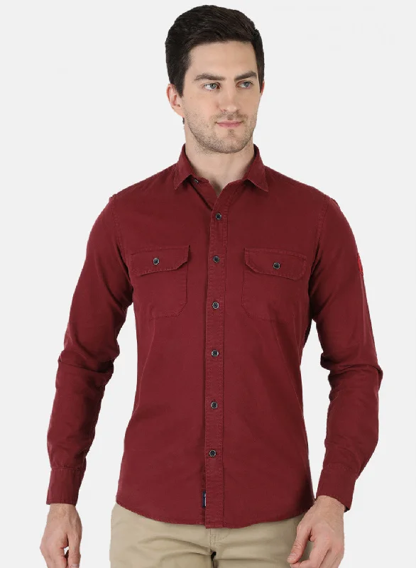 Men's Slim - Fit Printed Floral Casual Shirts in Pastel Colors for a Spring - Inspired VibeMen Maroon Solid Shirt