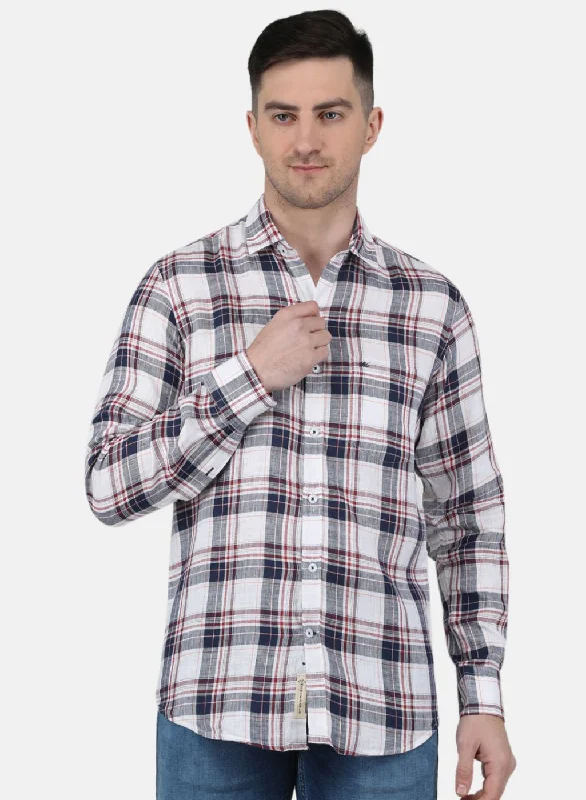 Men's Long - Line Oversized Casual Shirts in Dark Gray for a Relaxed and Modern LookMen NAvy Blue Check Shirt