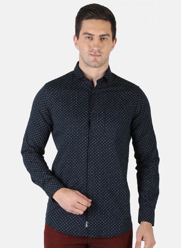 Men's Graphic - Printed Casual Shirts with Pop - Culture References for a Fun and Stylish LookMen NAvy Blue Printed Shirt