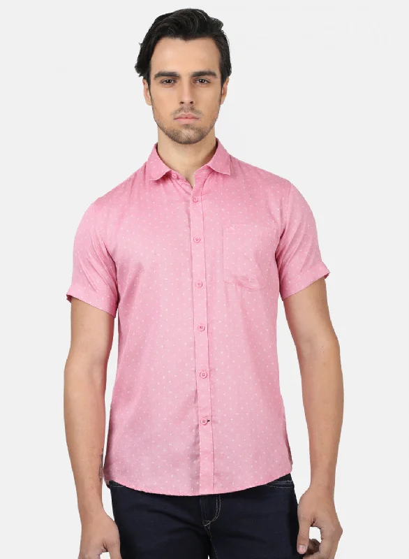 Men's Thermal - Lined Casual Shirts in Black for Added Warmth in Cold WeatherMen Pink Printed Shirts