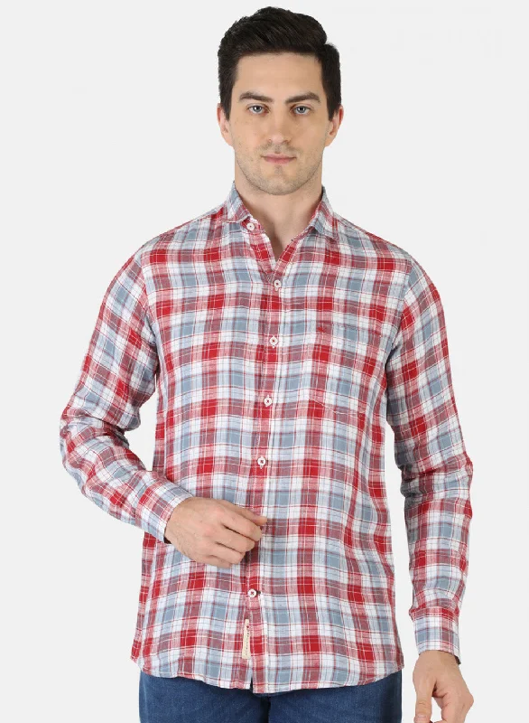 Men's Graphic - Printed Casual Shirts with Pop - Culture References for a Fun and Stylish LookMen Red Check Shirt