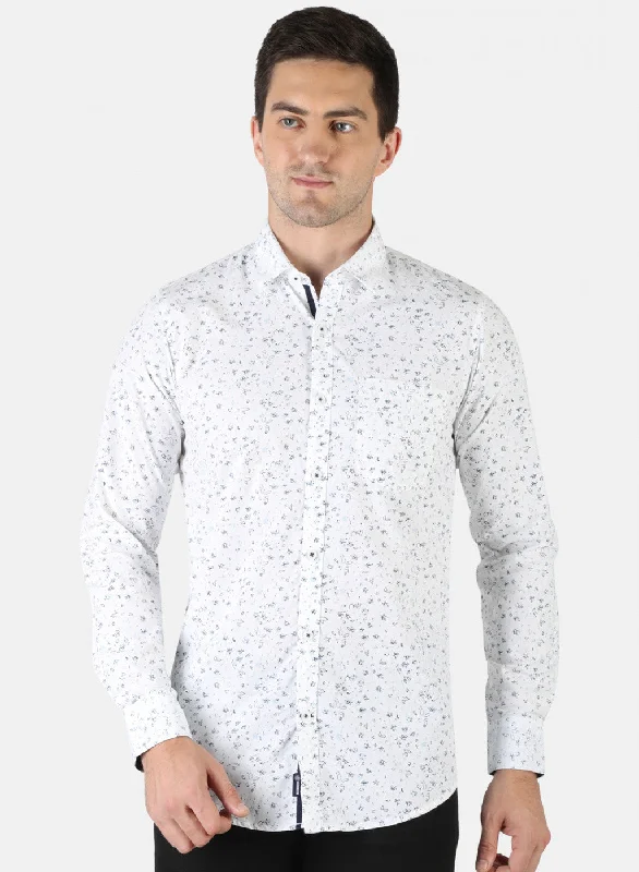 Men's Button - Down Oxford Casual Shirts in Crisp White for a Classic and Versatile StyleMen White Printed Shirt