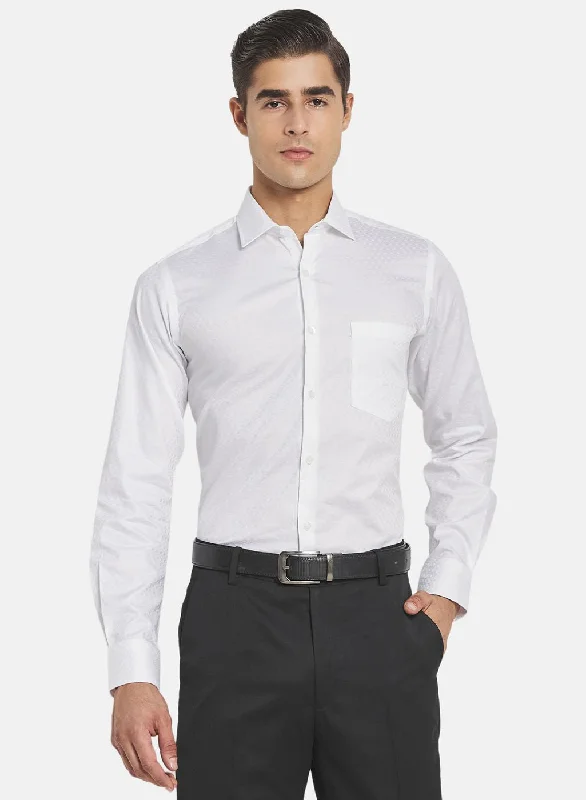 Men's Two - Tone Contrast Panel Casual Shirts in White and Navy for a Stylish and Eye - Catching DesignMen White Printed Shirt