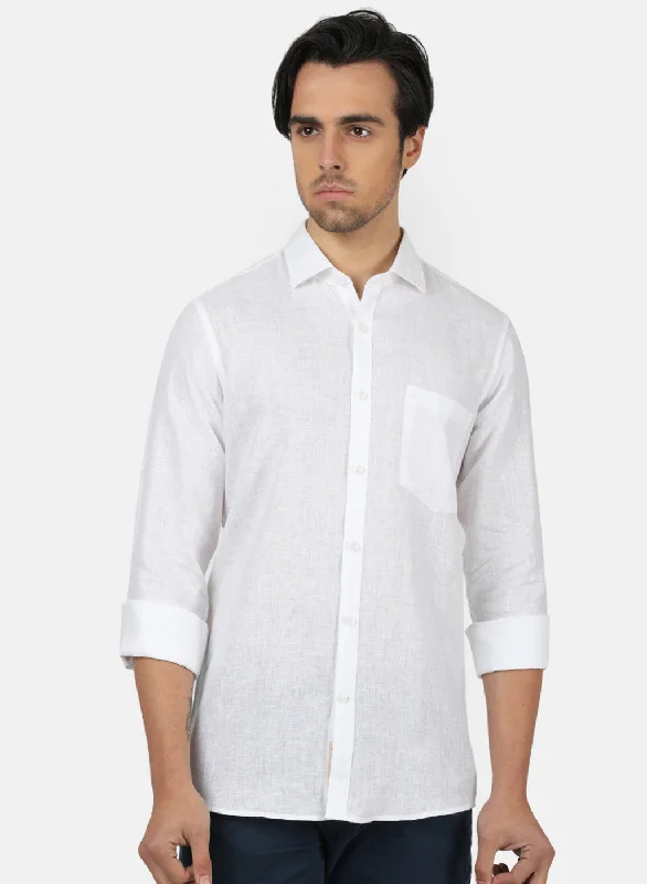 Men's Sustainable Recycled Material Casual Shirts for Eco - Conscious ConsumersMen White Solid Shirts