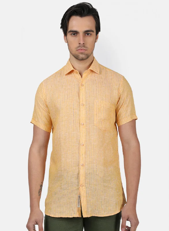 Men's Button - Down Oxford Casual Shirts in Crisp White for a Classic and Versatile StyleMen Yellow Stripe Shirts