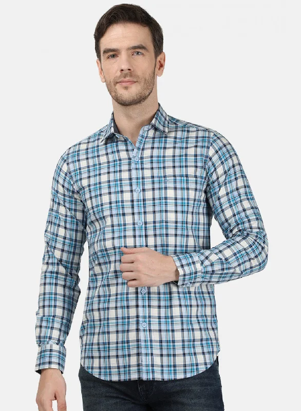 Men's Organic Cotton Casual Shirts with a Soft Handfeel for Everyday ComfortMens Blue Check Shirt