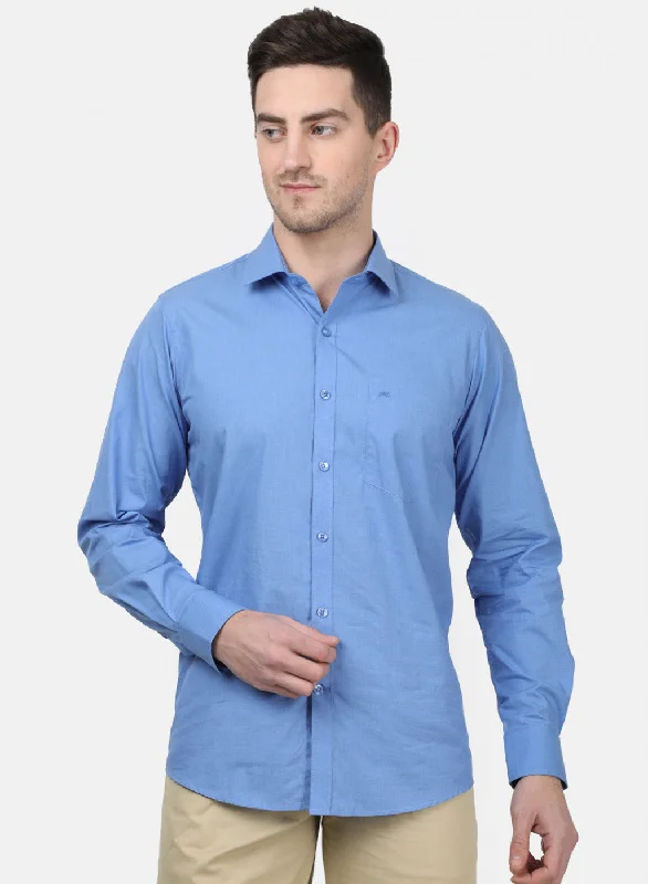 Men's Slim - Fit Printed Floral Casual Shirts in Pastel Colors for a Spring - Inspired VibeMens Blue Solid Shirts