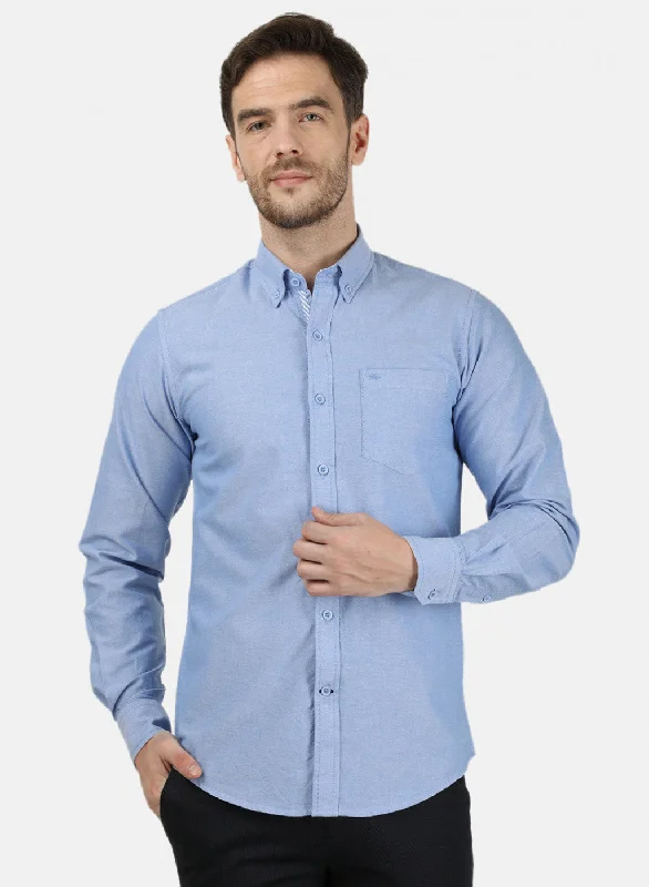 Men's Two - Tone Contrast Panel Casual Shirts in White and Navy for a Stylish and Eye - Catching DesignMens Blue Solid Shirts