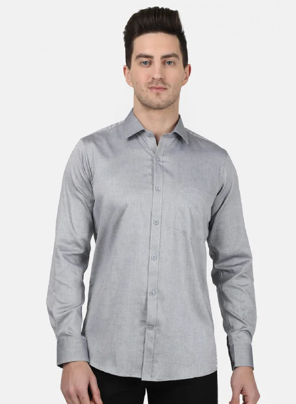 Men's Wrinkle - Resistant Polyester Blend Casual Shirts for Easy Travel and MaintenanceMens Grey Printed Shirt