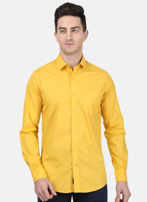 Men's Sustainable Recycled Material Casual Shirts for Eco - Conscious ConsumersMens Mustard Solid Shirt