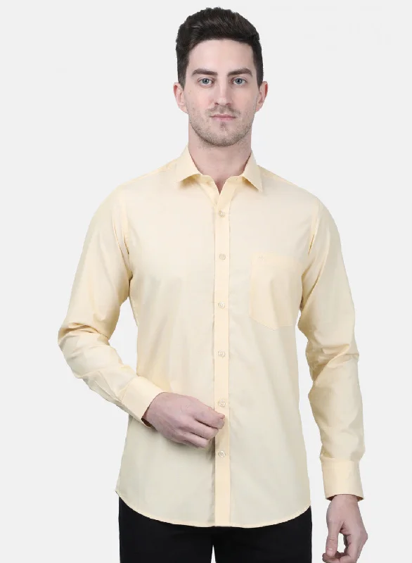 Men's Linen Blend Casual Shirts with Roll - Up Sleeves for a Summer Beach LookMens Mustard Solid Shirts