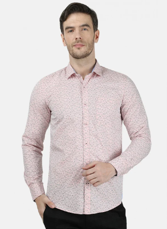 Men's Wrinkle - Resistant Polyester Blend Casual Shirts for Easy Travel and MaintenanceMens Pink Printed Shirt