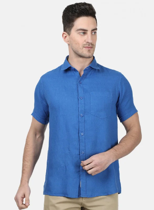 Men's Slim - Fit Printed Floral Casual Shirts in Pastel Colors for a Spring - Inspired VibeMens Royal Blue Solid Shirts