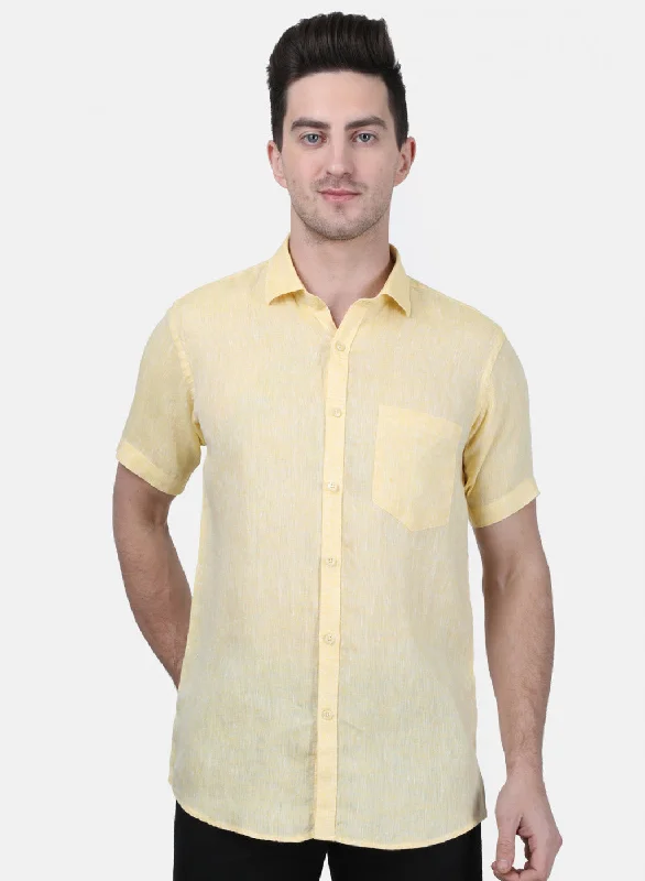 Men's Tailored Fit Checkered Casual Shirts in Multicolor for a Smart - Casual EnsembleMens Yellow Solid Shirt