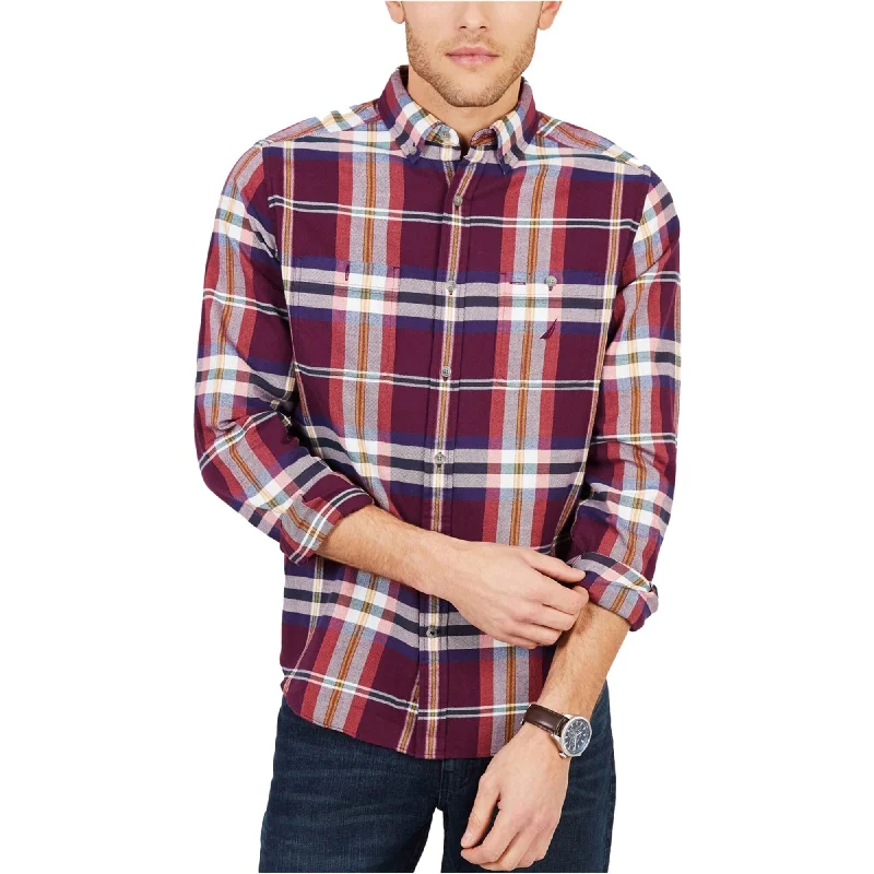 Men's Tailored Fit Checkered Casual Shirts in Multicolor for a Smart - Casual EnsembleNautica Mens Flannal Plaid Button Up Shirt