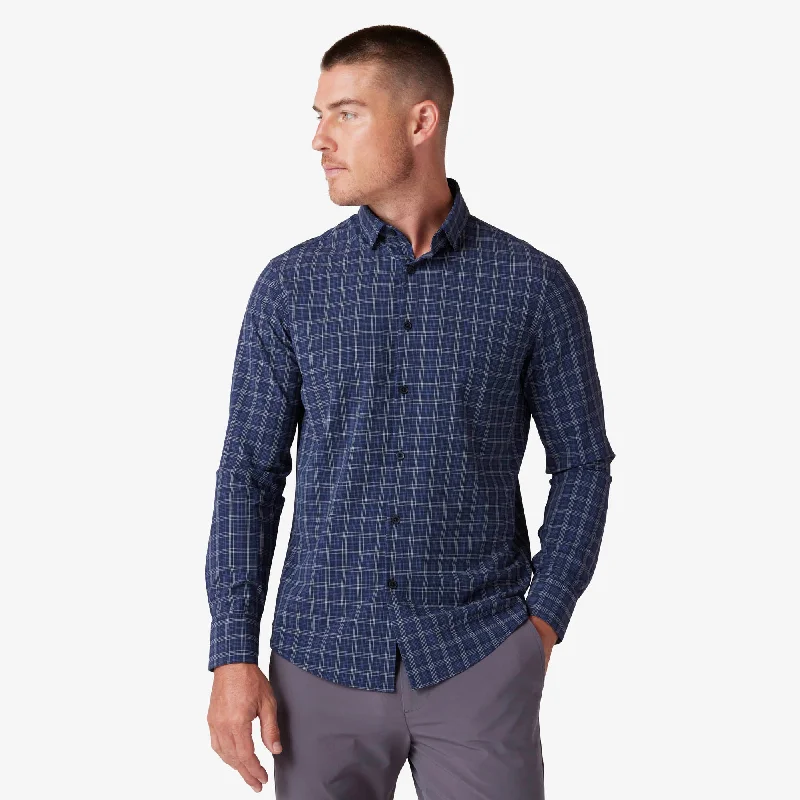 Men's Moisture - Wicking Performance Fabric Casual Shirts for Outdoor ActivitiesNavy Dallas Plaid