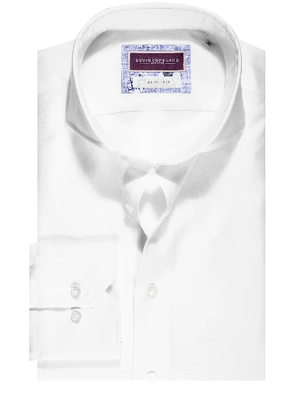 Men's Sustainable Recycled Material Casual Shirts for Eco - Conscious ConsumersNile Cotton Linen Mix Slim Fit Shirt White