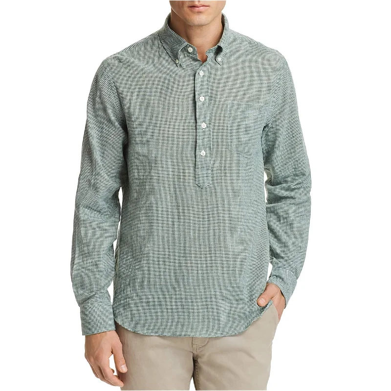 Men's Linen Blend Casual Shirts with Roll - Up Sleeves for a Summer Beach LookOobe Brand Mens Gingham Button Up Shirt