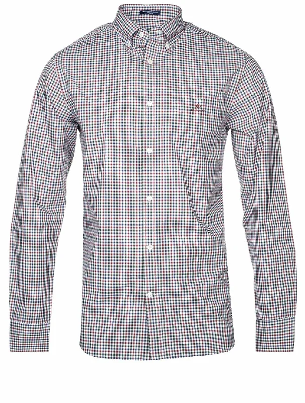 Men's Graphic - Printed Casual Shirts with Pop - Culture References for a Fun and Stylish LookRegular Fit 3-Color Gingham Broadcloth Shirt Cabernet Red