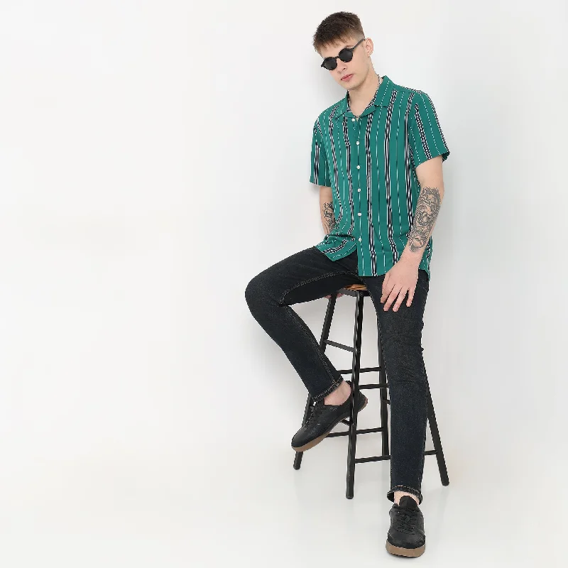 Men's Graphic - Printed Casual Shirts with Pop - Culture References for a Fun and Stylish LookRegular Fit Striped Shirt