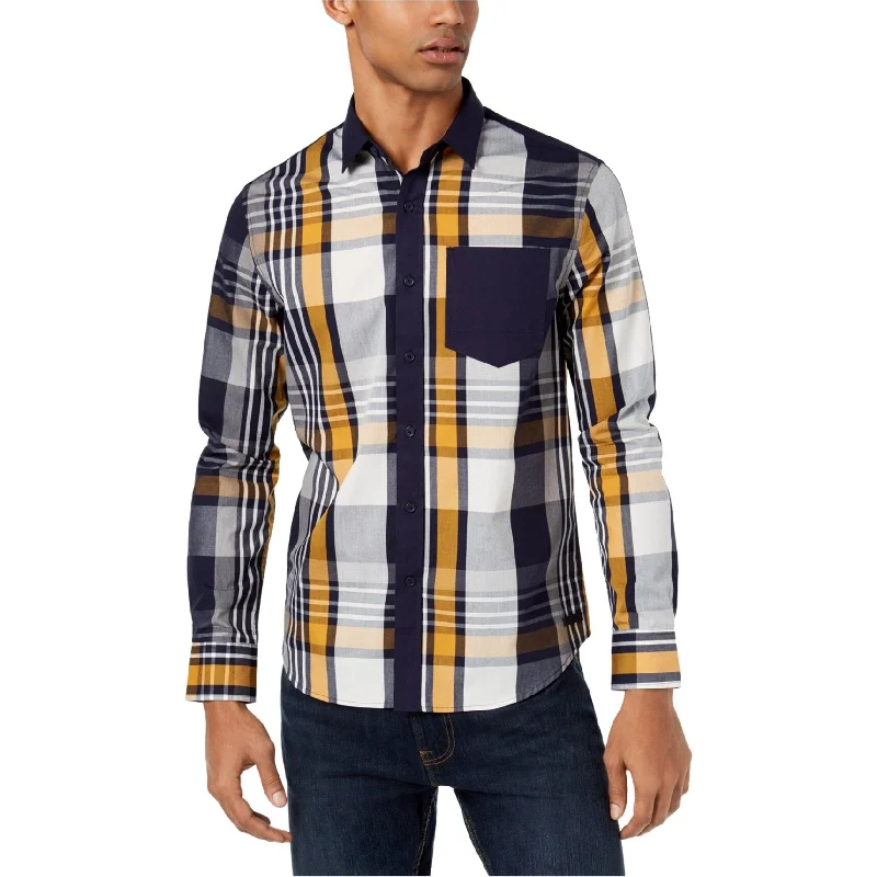 Men's Shearling - Lined Collar Casual Shirts in Brown for a Rustic and Warm AppealSean John Mens Plaid Button Up Shirt, Multicoloured, Small