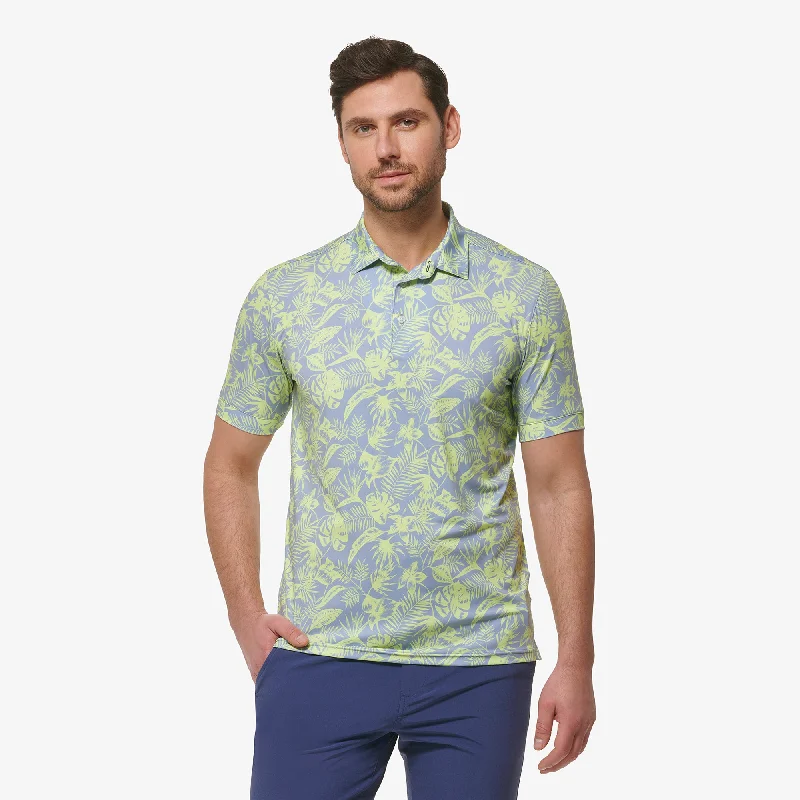 Men's Moisture - Wicking Performance Fabric Casual Shirts for Outdoor ActivitiesSunny Lime Palm Print