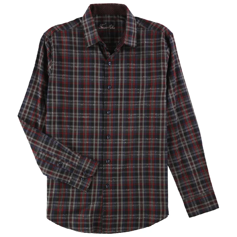 Men's Long - Line Oversized Casual Shirts in Dark Gray for a Relaxed and Modern LookTasso Elba Mens Plaid Button Up Shirt, Red, Small