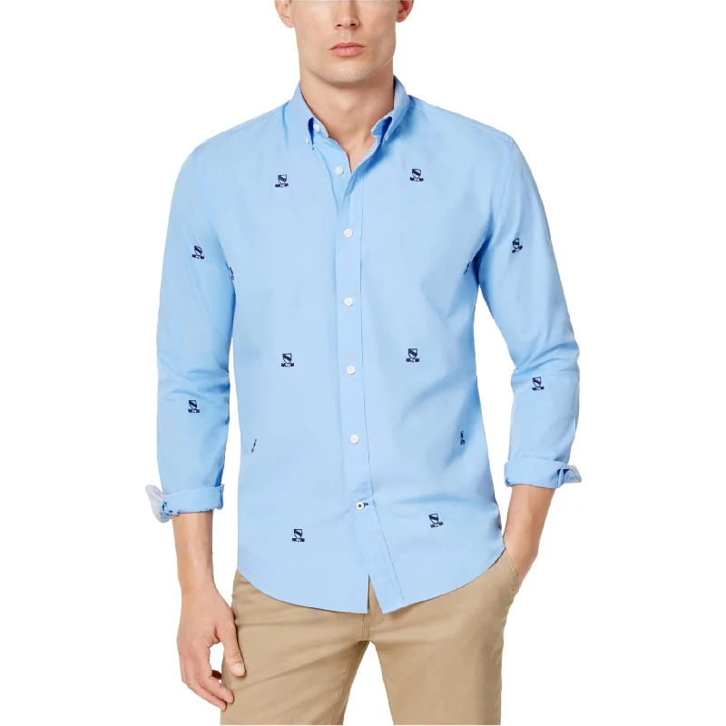 Men's Button - Down Oxford Casual Shirts in Crisp White for a Classic and Versatile StyleTommy Hilfiger Mens Johnson Crest Critter Button Up Shirt, Blue, X-Large