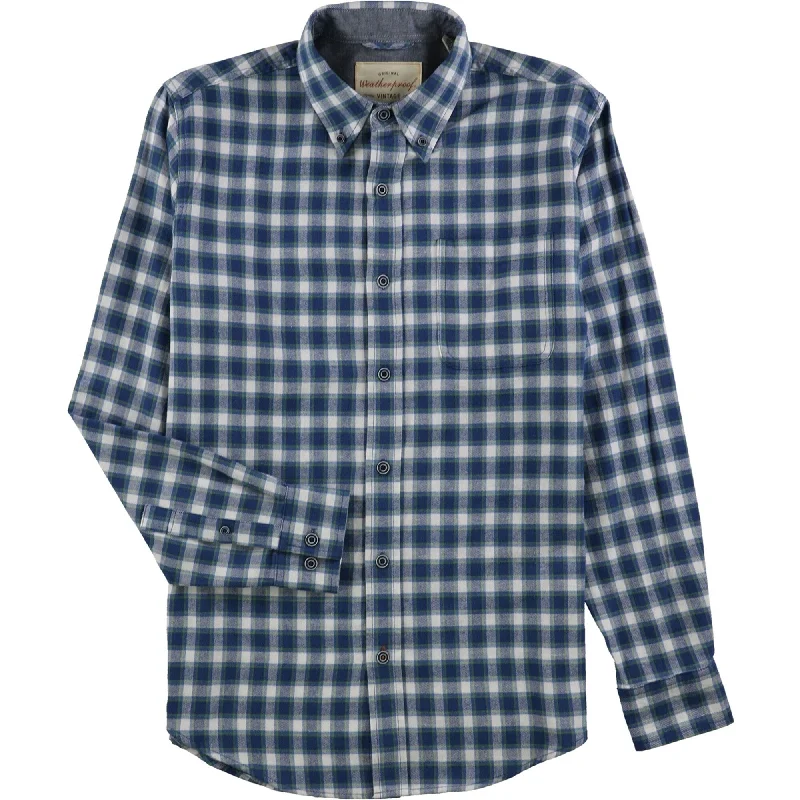 Men's Tailored Fit Checkered Casual Shirts in Multicolor for a Smart - Casual EnsembleWeatherproof Mens Plaid Button Up Shirt, Blue, Small