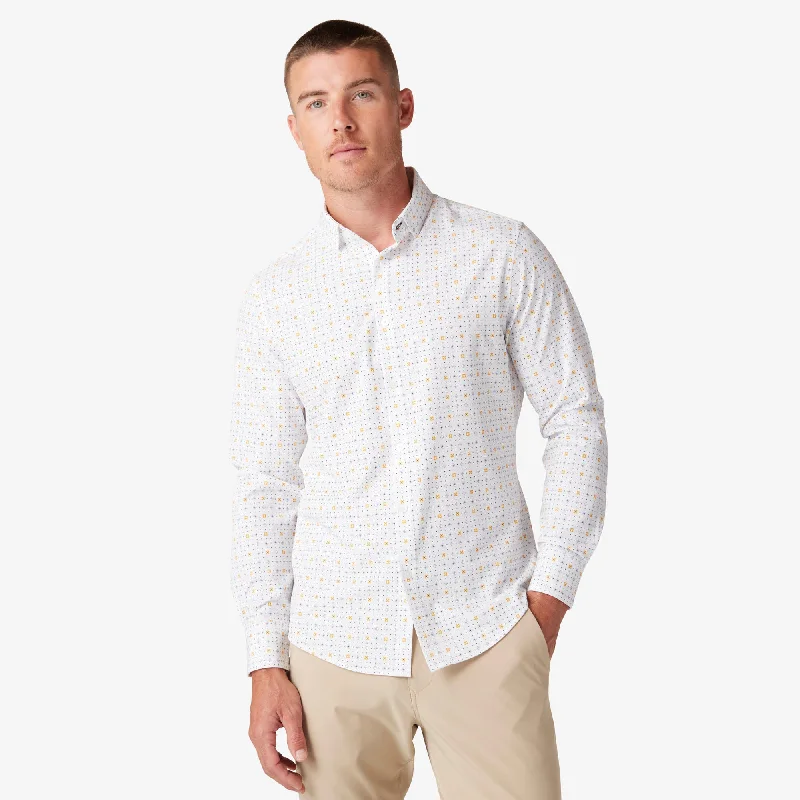 Men's Sustainable Recycled Material Casual Shirts for Eco - Conscious ConsumersWhite Geo Floral