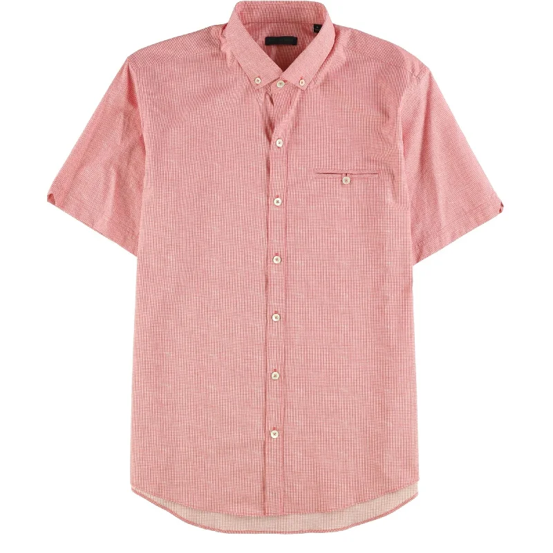 Men's Linen Blend Casual Shirts with Roll - Up Sleeves for a Summer Beach LookZachary Prell Mens Patterned Button Up Shirt, Pink, Medium