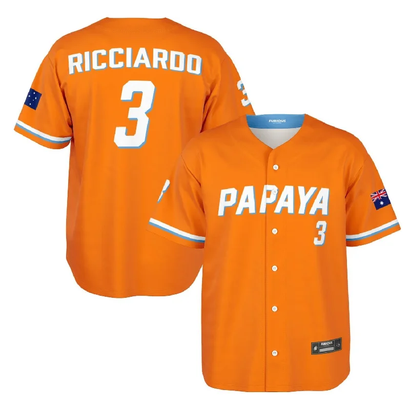 Men's Custom - Printed Baseball Jerseys with Player Names and Numbers for Personalized StyleRicciardo - Papaya Alternate Jersey