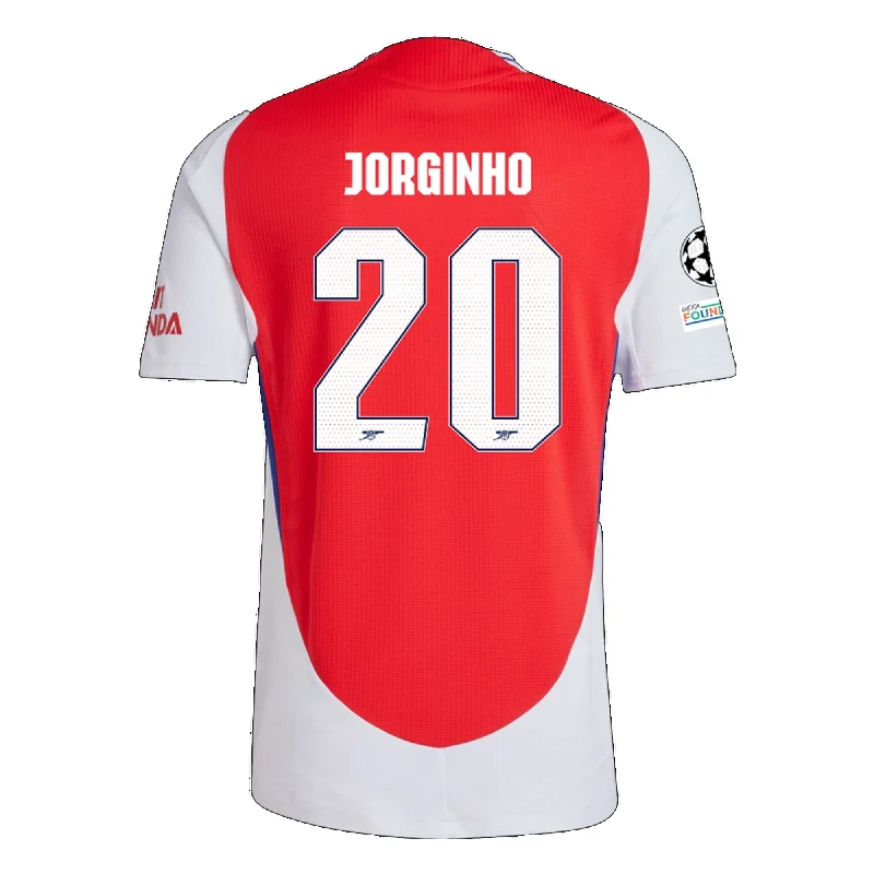 Men's Football Jerseys with Embroidered Club Badges for a Premium and Authentic Appealadidas Arsenal Authentic Jorginho Home Jersey w/ Champions League Patches 24/25 (Better Scarlet/White)