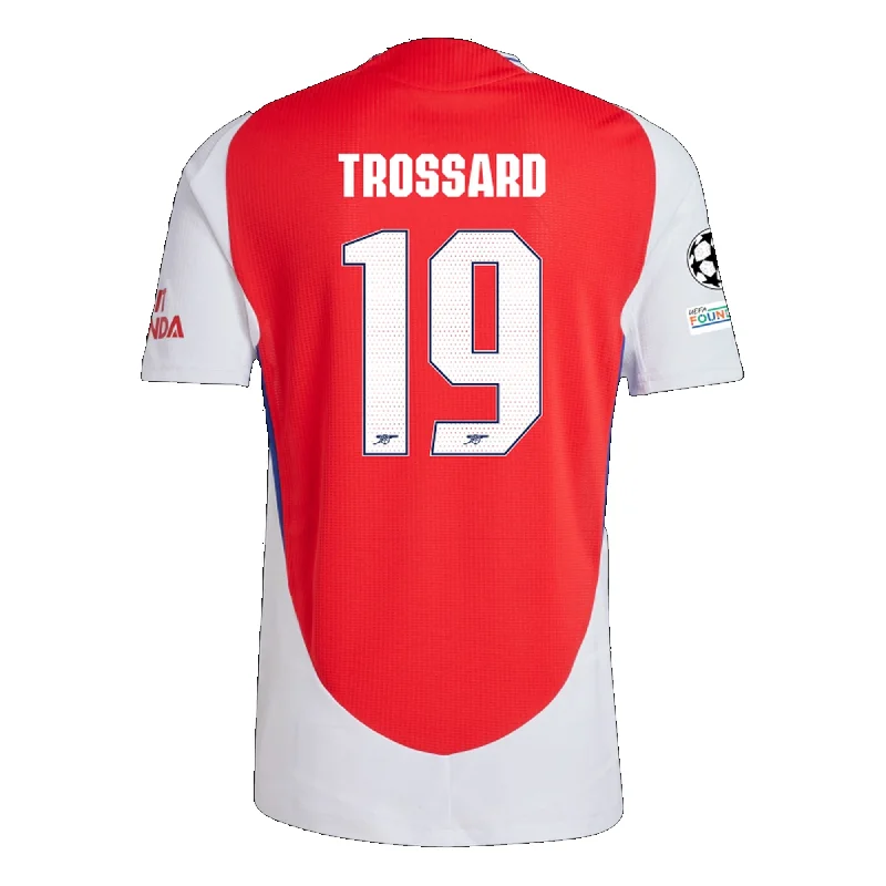 Men's Football Jerseys with Embroidered Club Badges for a Premium and Authentic Appealadidas Arsenal Authentic Leandro Trossard Home Jersey w/ Champions League Patches 24/25 (Better Scarlet/White)