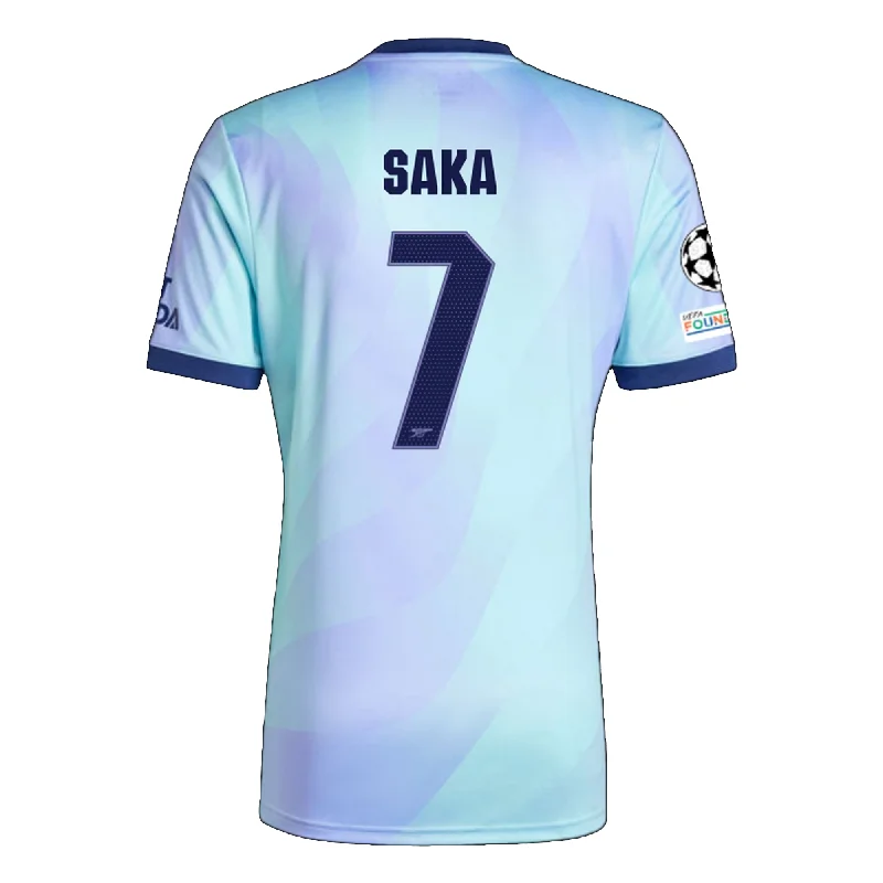 Men's Moisture - Wicking Golf Jerseys with UV Protection for Comfortable Rounds on the Courseadidas Arsenal Bukayo Saka Third Jersey w/ Champions League Patches 24/25 (Clear Aqua/Light Flash Purple)