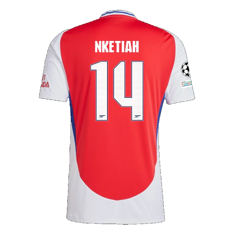 Men's Breathable Polyester Running Jerseys in Bright Neon Colors for High - Visibility Workoutsadidas Arsenal Eddie Nketiah Home Jersey w/ Champions League Patches 24/25 (Better Scarlet/White)