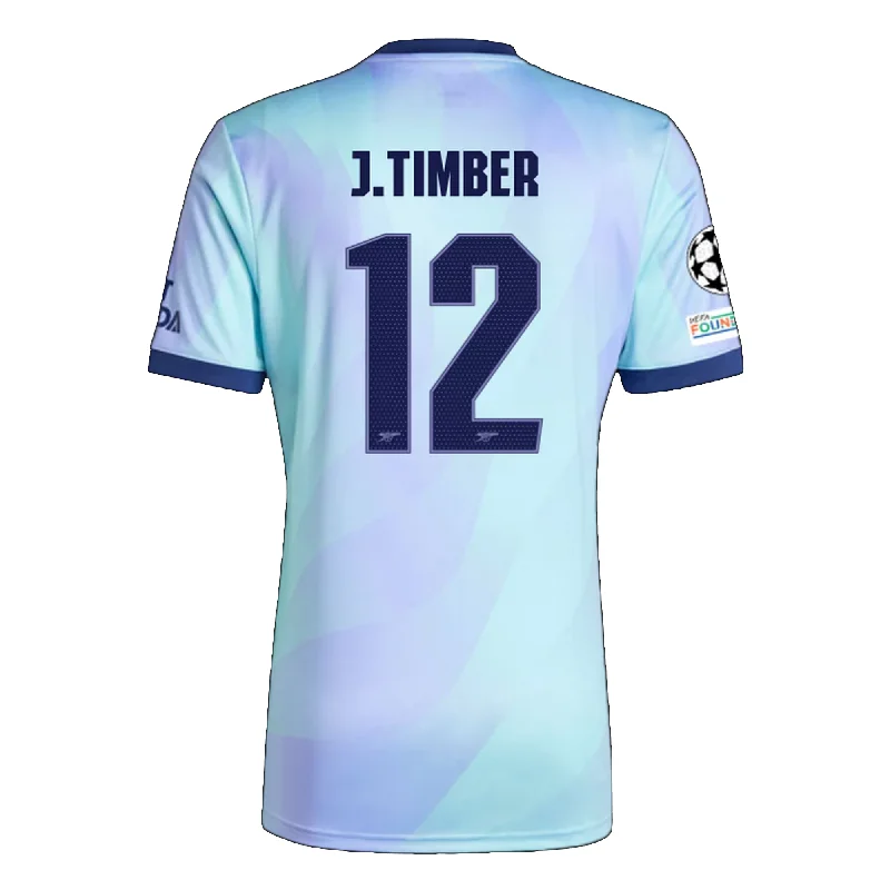 Men's Throwback Tennis Jerseys Inspired by Iconic Matches and Playersadidas Arsenal Jurrien Timber Third Jersey w/ Champions League Patches 24/25 (Clear Aqua/Light Flash Purple)